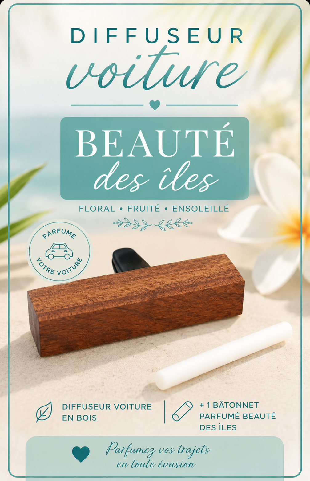 Diffuseur voiture Beauté des Îles en bois