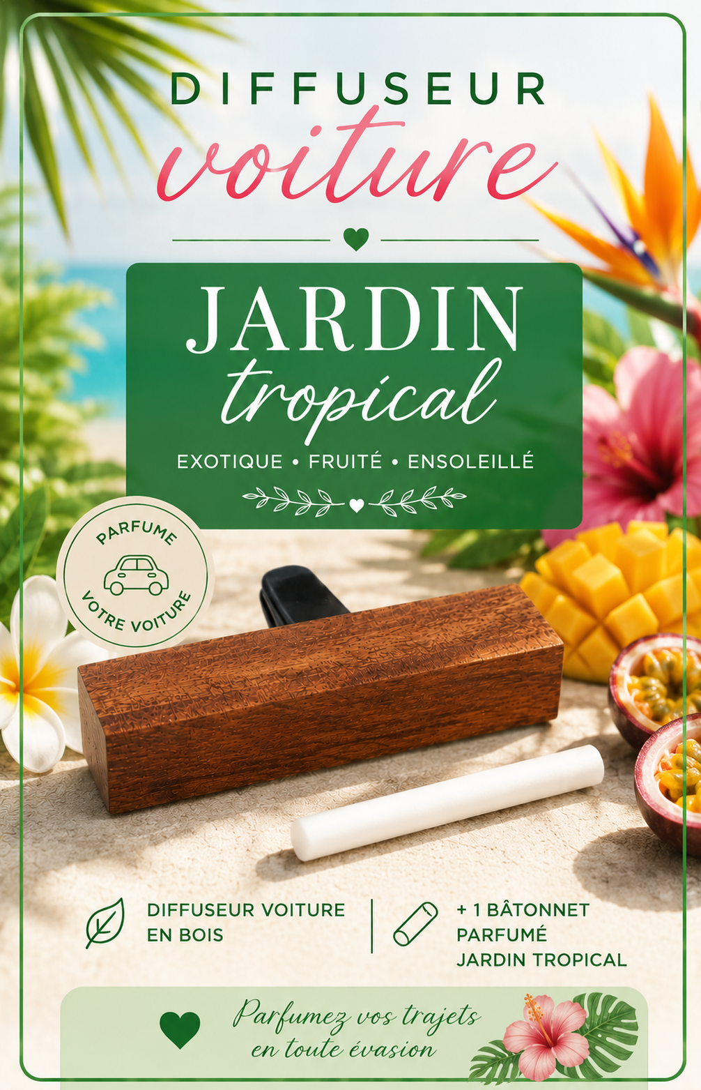 Diffuseur voiture Jardin Tropical en bois