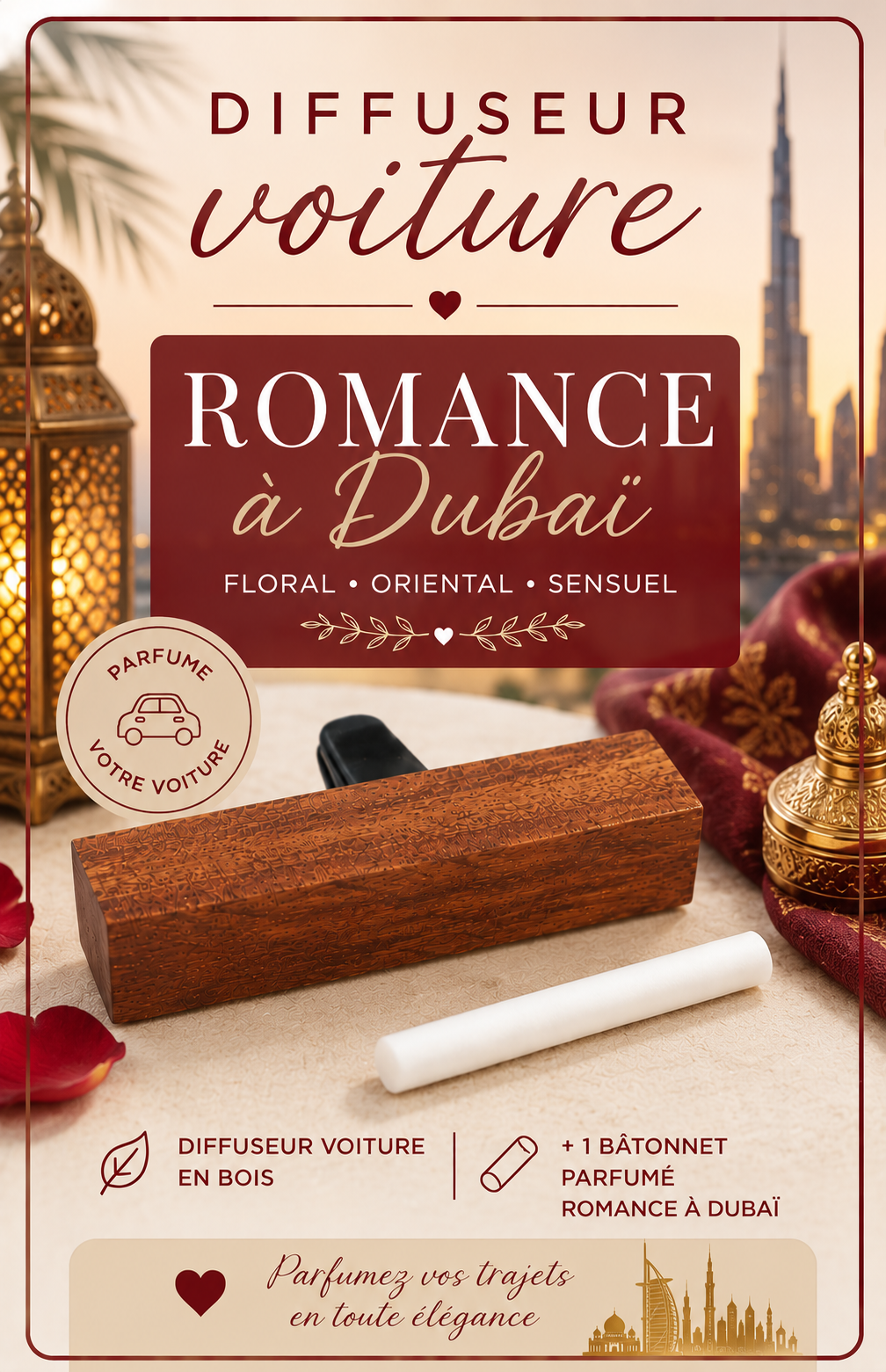 Diffuseur voiture Romance à Dubaï en bois