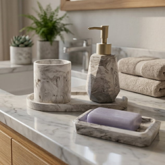 Kit salle de bain - marbré taupe